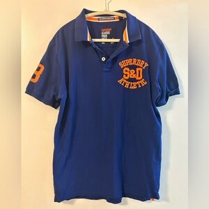 Superdry Coaches Pique Polo - Navy and Orange